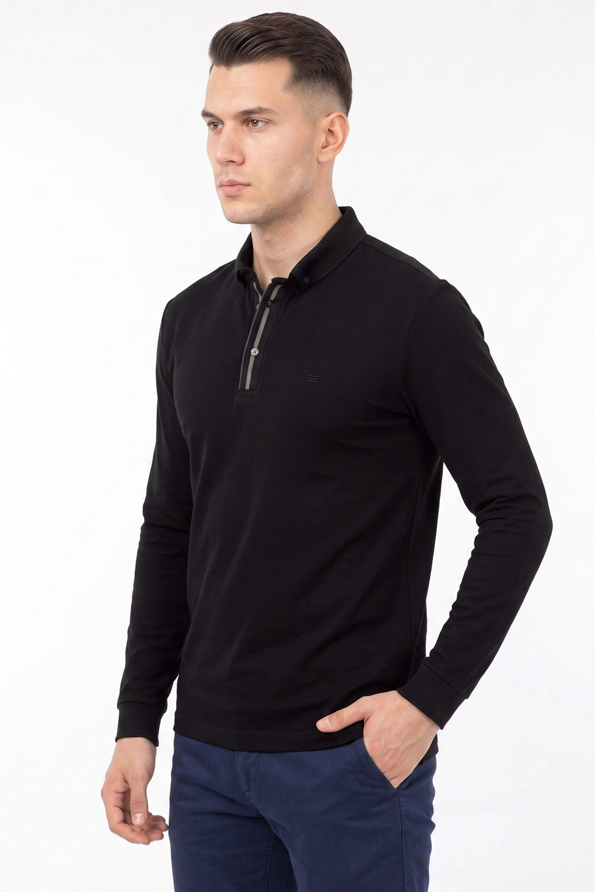 Siyah Düğmeli Oysho Kumaş Erkek Sweatshirt 482869
