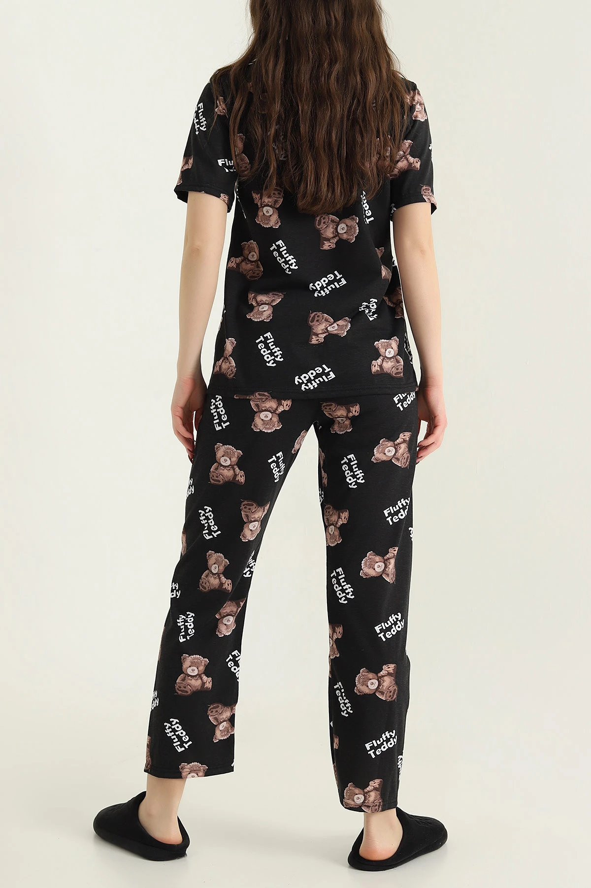 Siyah Düğmeli Süprem Kadın Pijama Takımı 436999