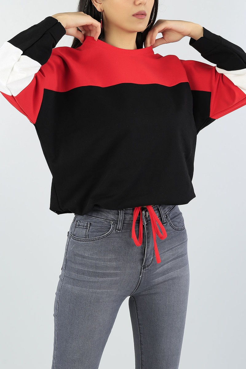 Siyah Eklemeli Bayan Sweat 55549