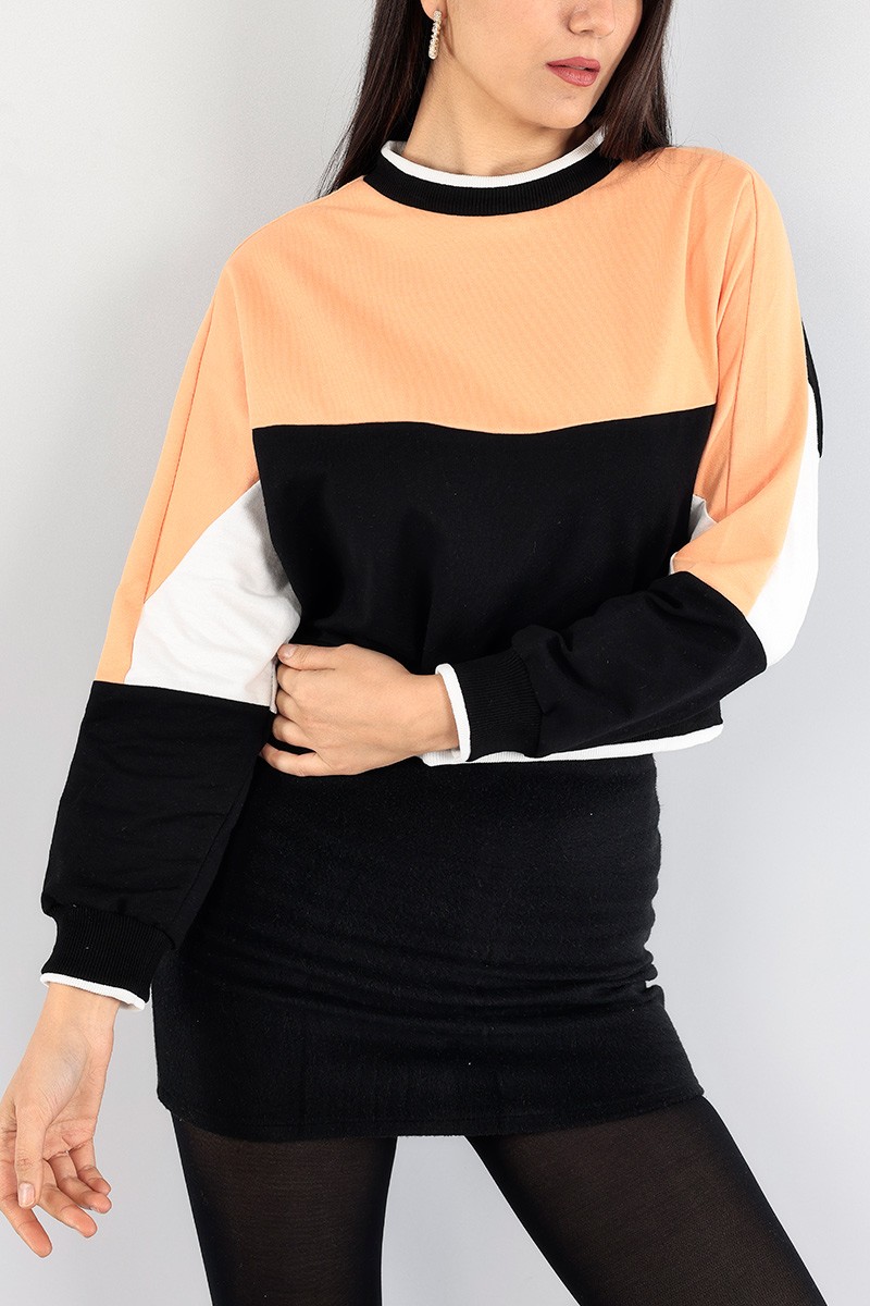 Siyah Eklemeli Bayan Sweat 91380