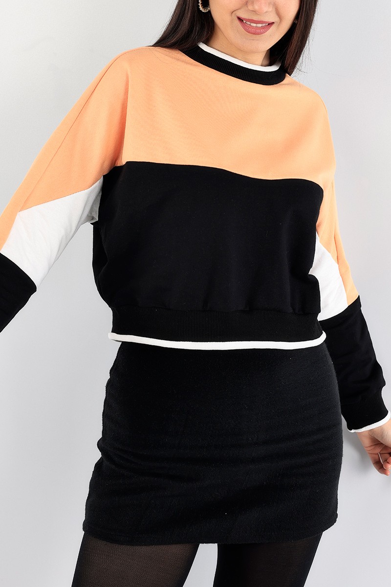 Siyah Eklemeli Bayan Sweat 91380