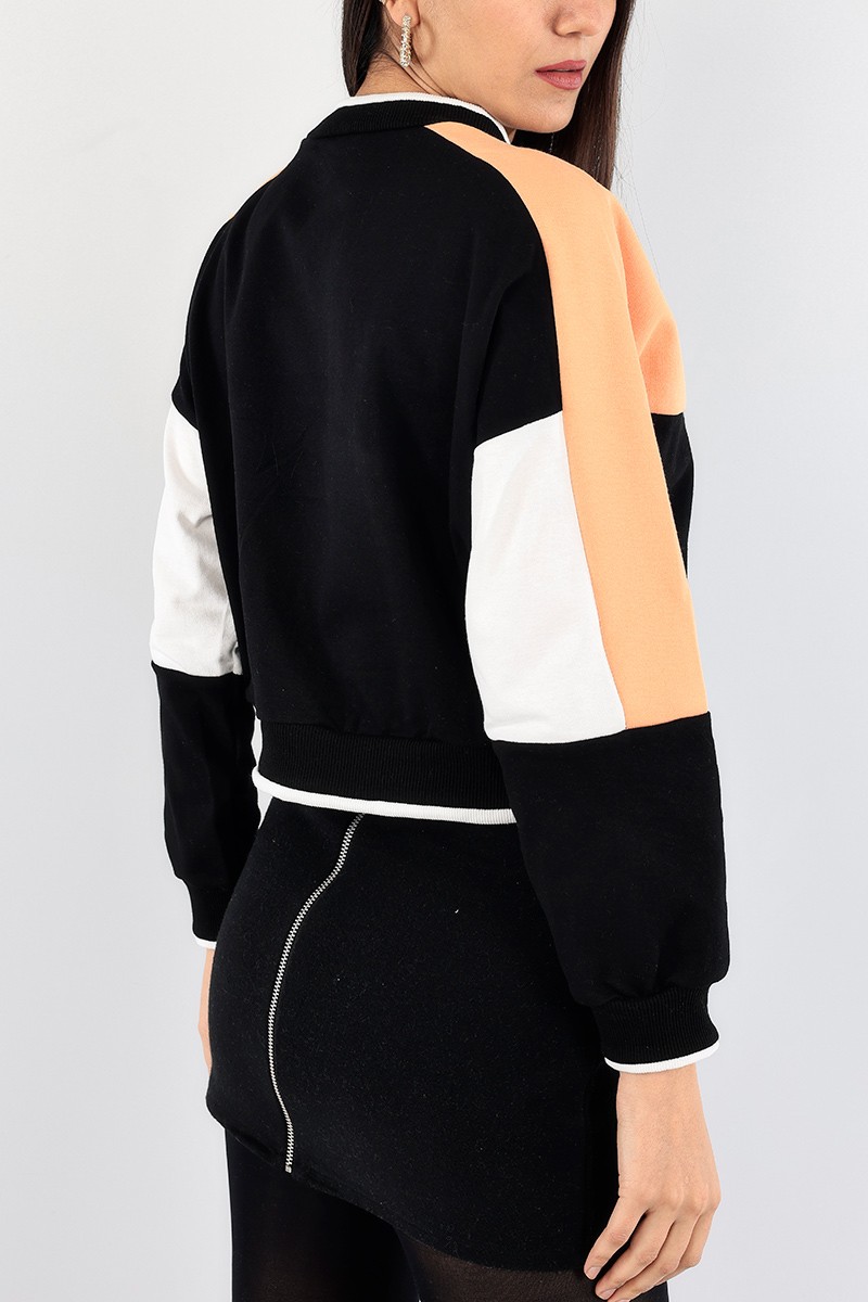 Siyah Eklemeli Bayan Sweat 91380