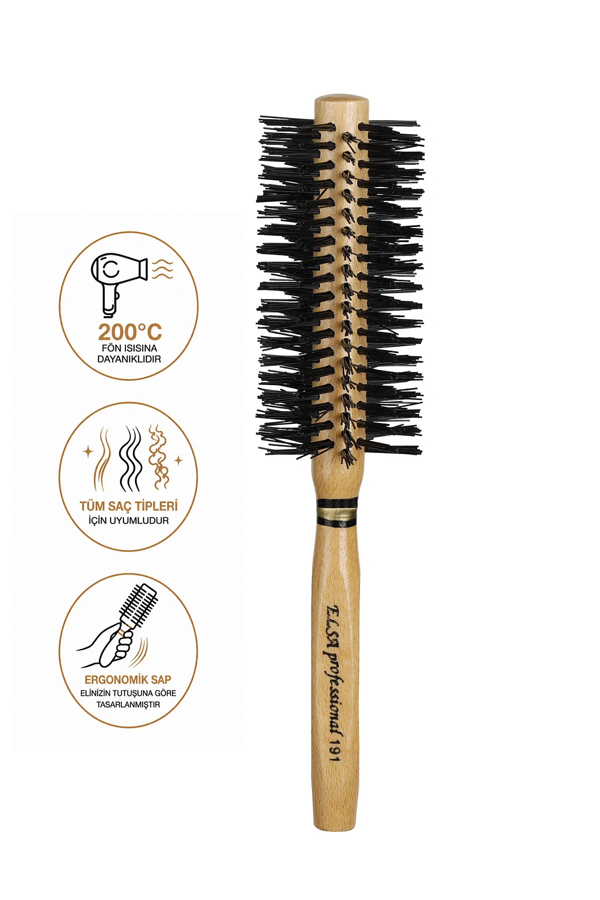 Siyah Elsa Professional 191 Naturel Saç Fön Fırçası 462350