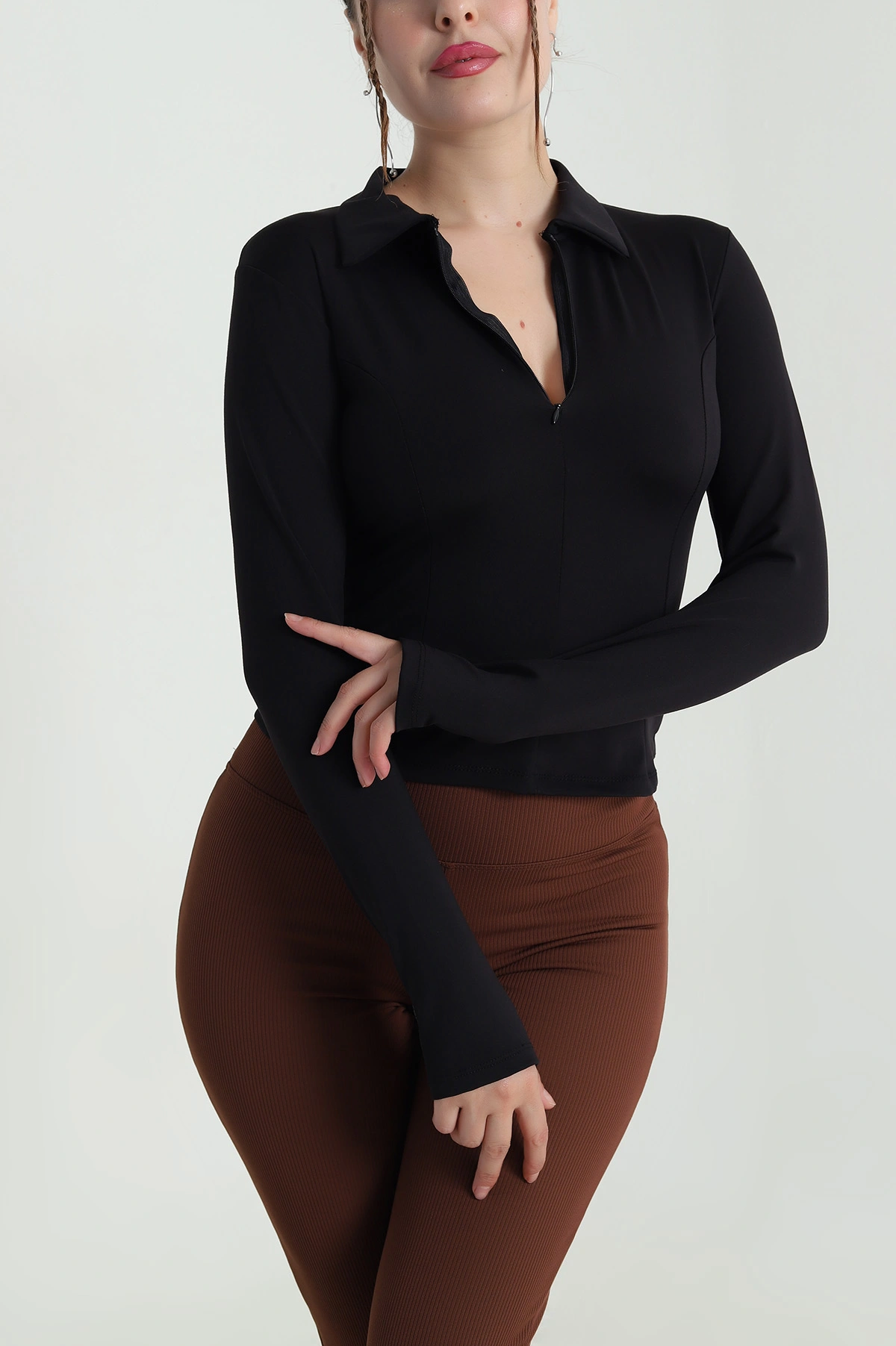 Siyah Fermuarlı Belize Kadın Bluz 482774