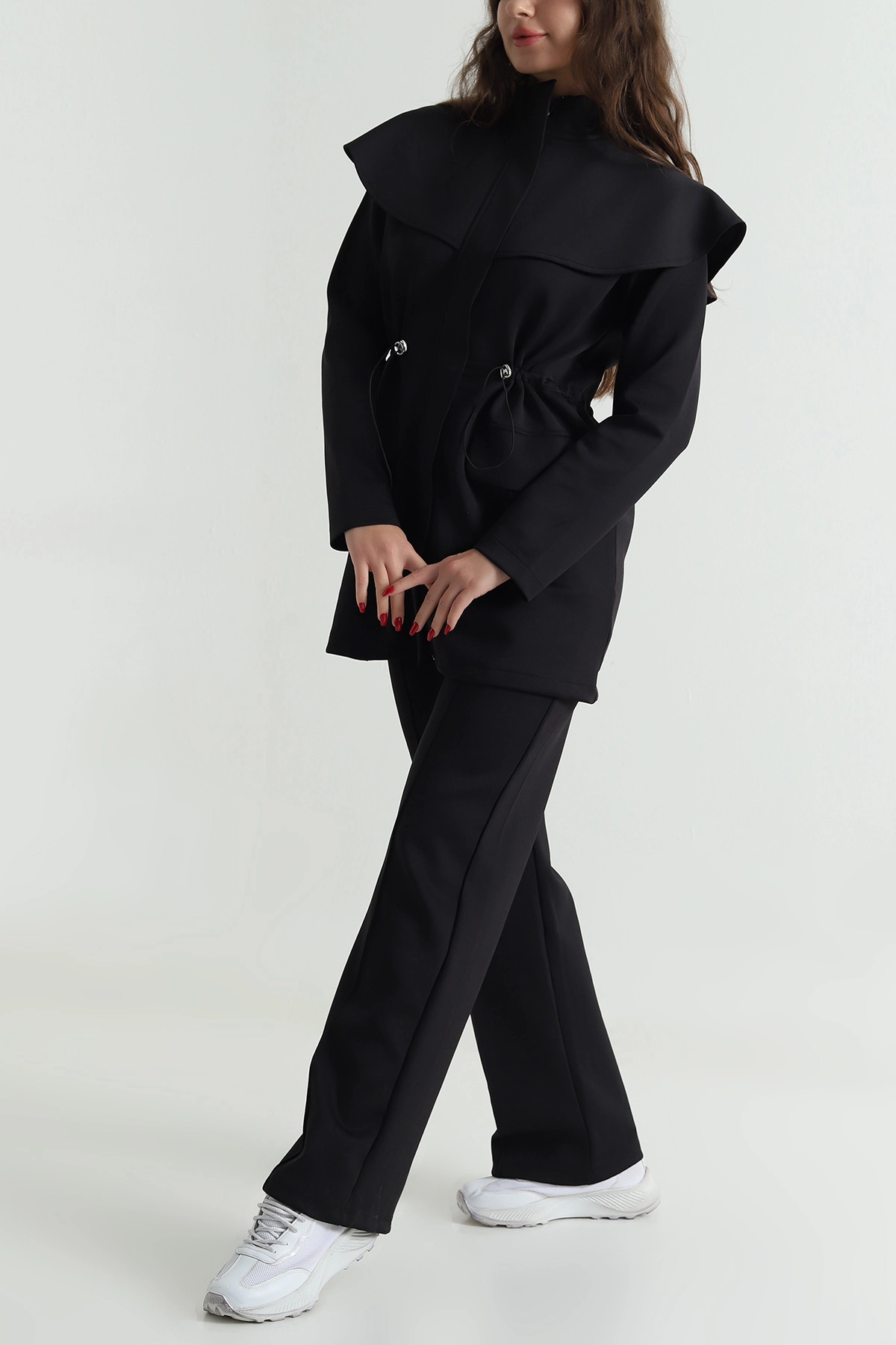 Siyah Fermuarlı Cepli Dalgıç Kadın İkili Takım 491658