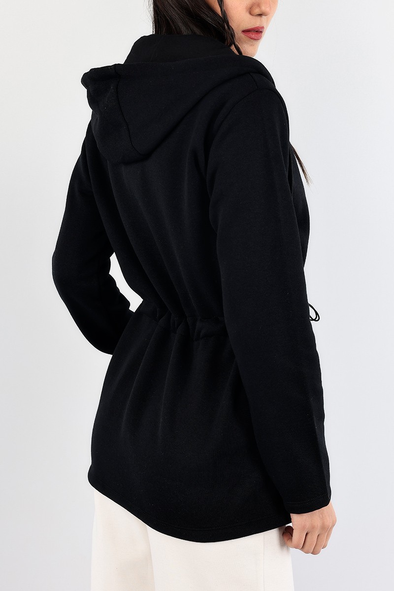 Siyah Fermuarlı İçi Şardonlu Sweat 91587
