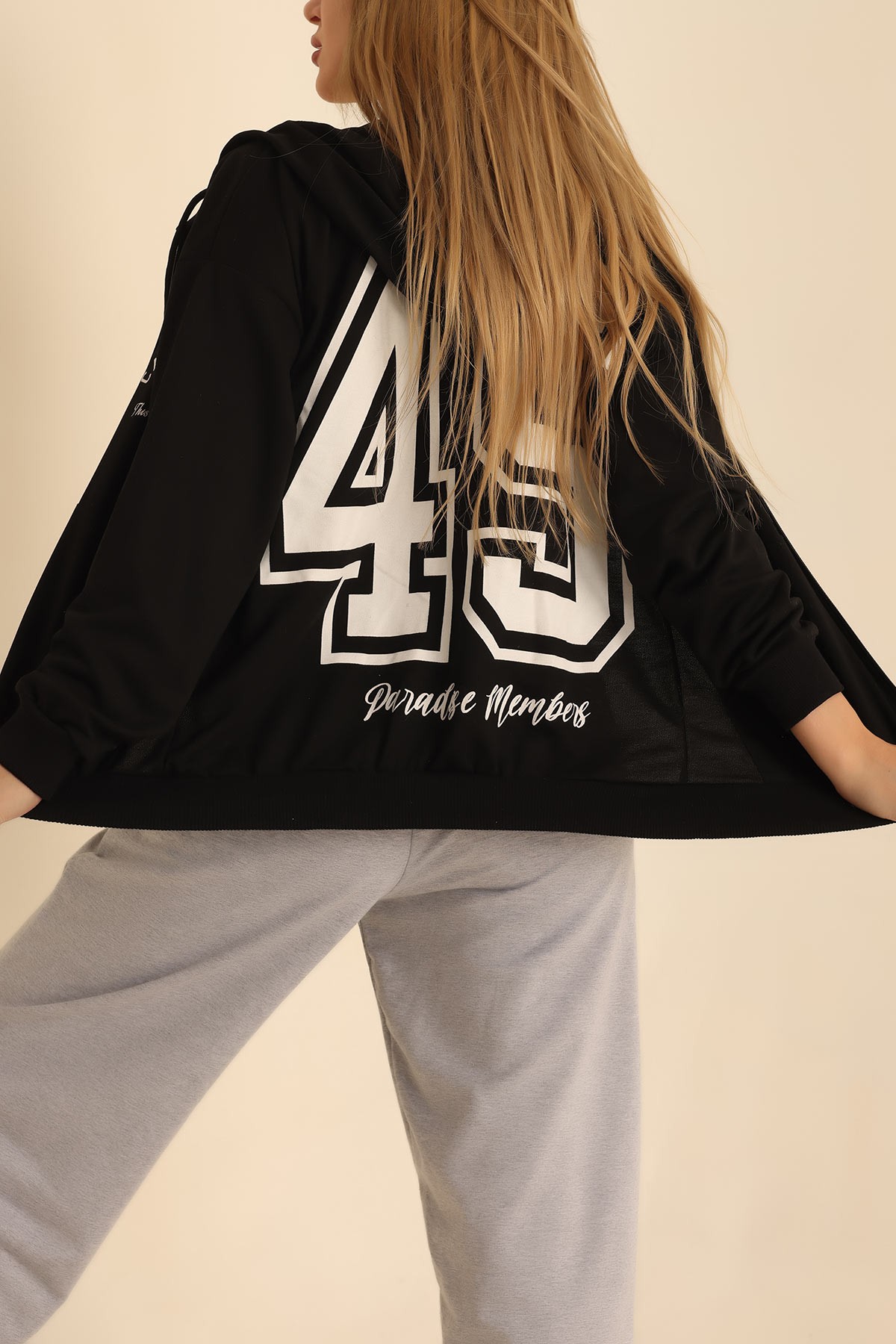 Siyah Fermuarlı İki İp Bayan Sweat 212960