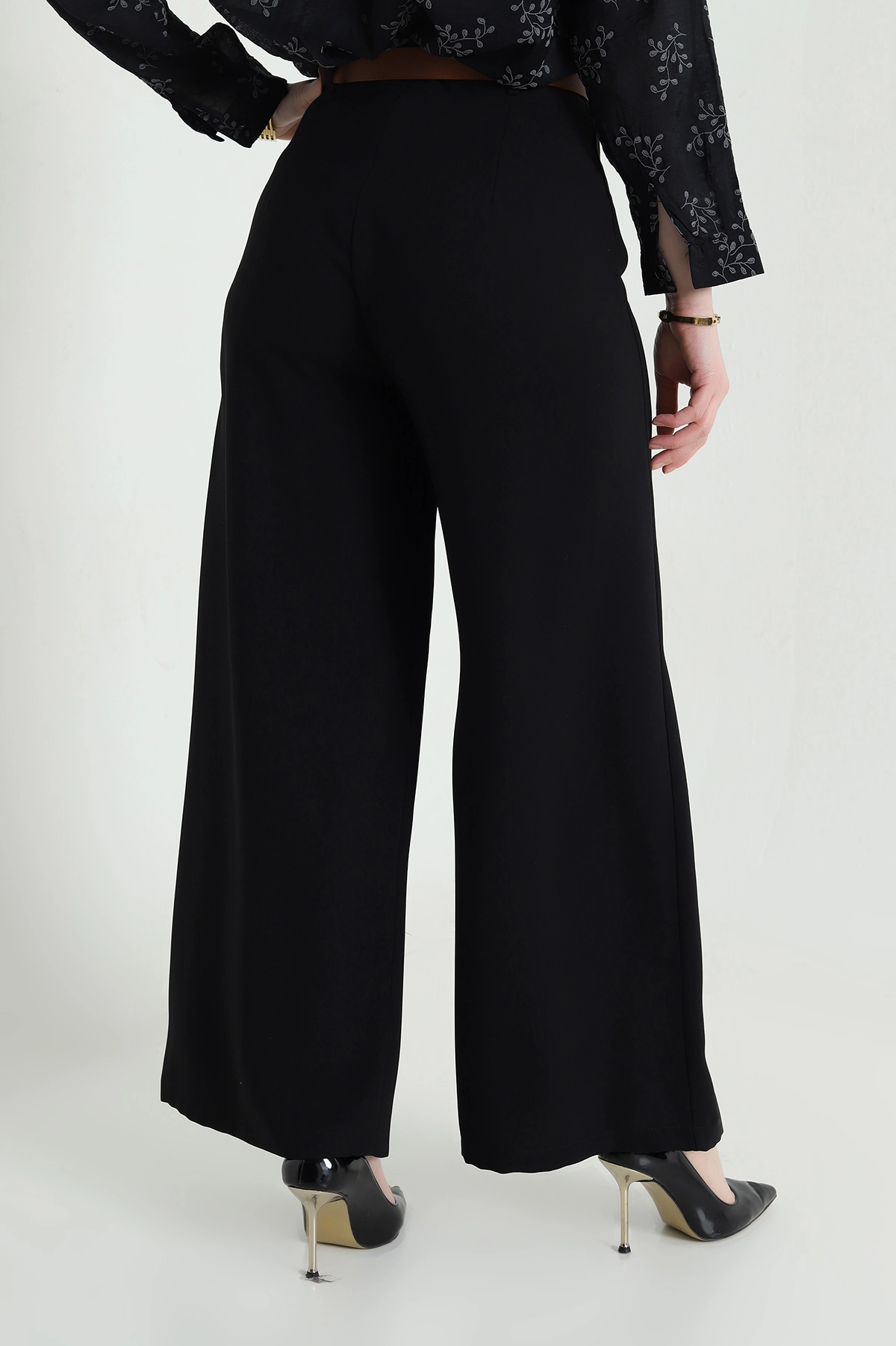 Siyah Fermuarlı Tencel Crep Kadın Pantolon 440761