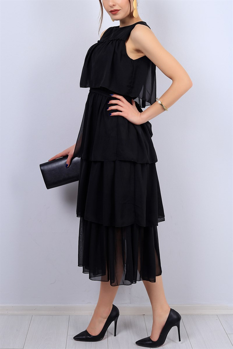 ebediyen öfkeli Ticaret  79,95 TL Siyah Fırfırlı Bayan Şifon Elbise 12466B | ModamızBir |  Modamizbir.Com