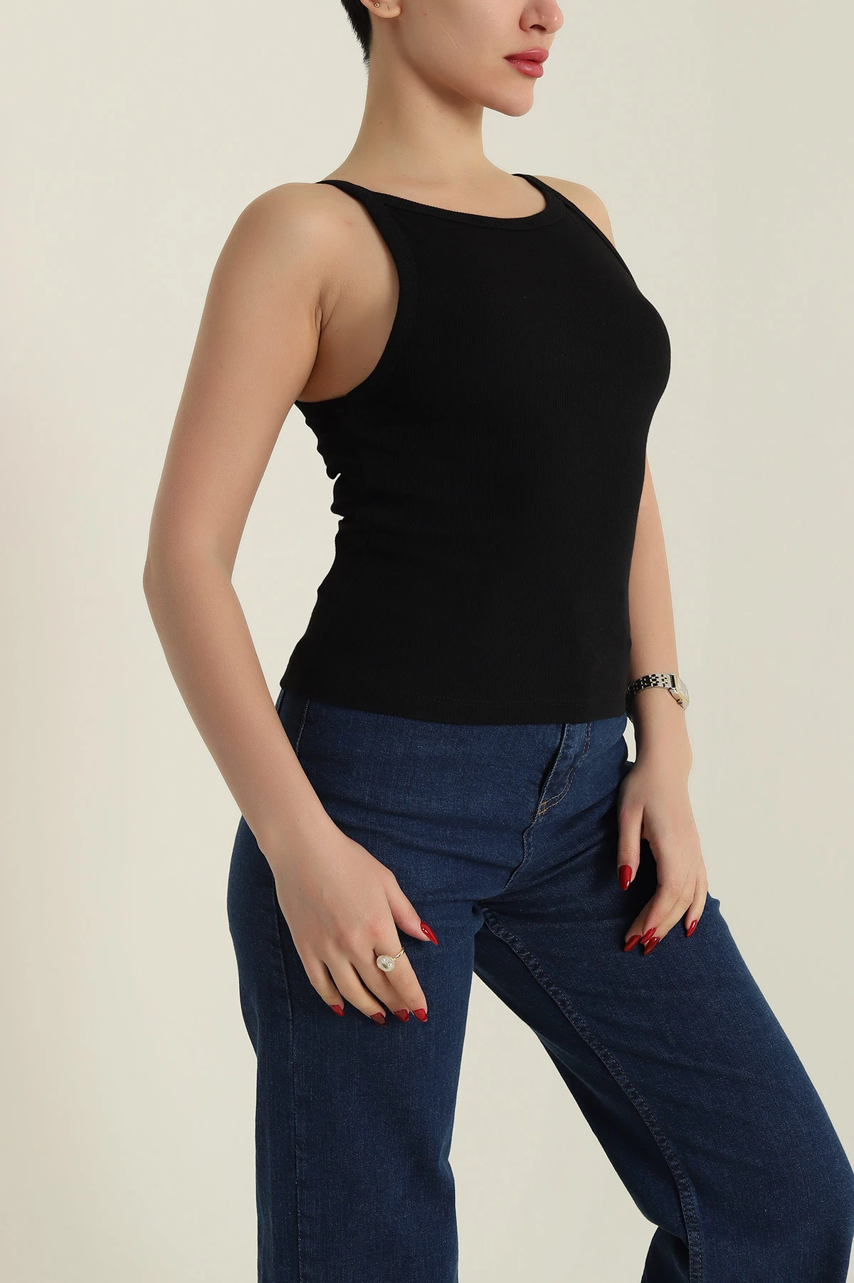 Siyah Fitilli Askılı Kadın Atlet 426773