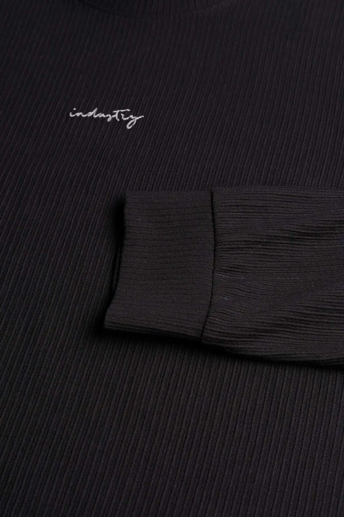 Siyah Fitilli Bisiklet Yaka Yazı Detaylı Erkek Sweatshirt 396227