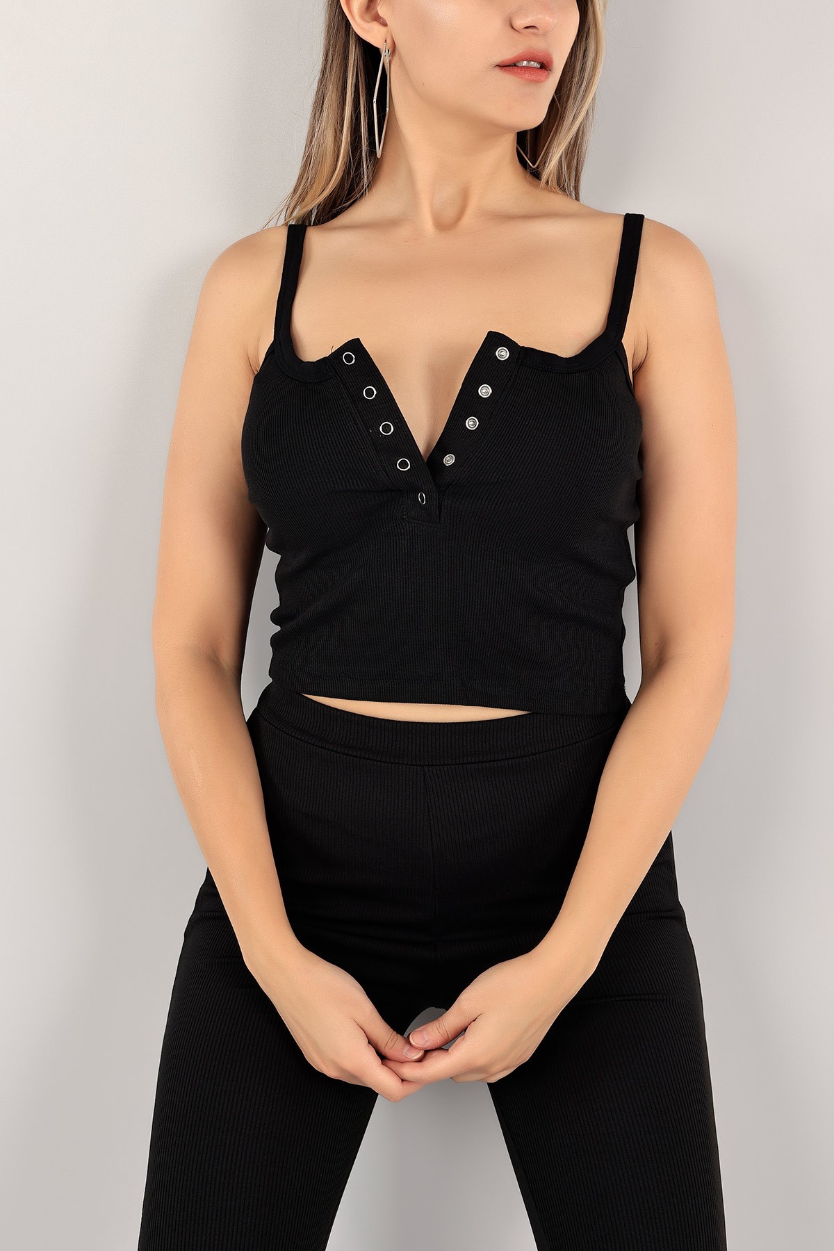 Siyah Fitilli Crop Atlet 117216