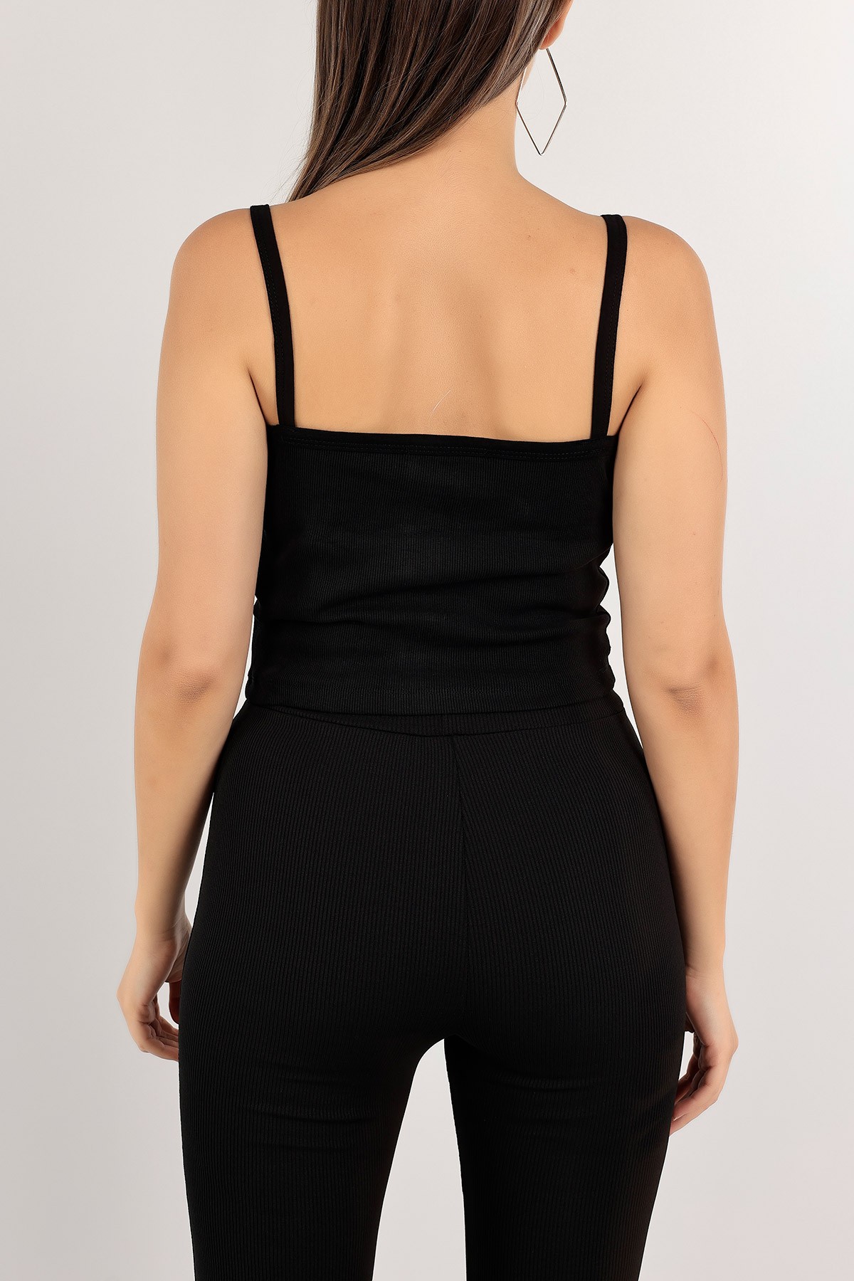 Siyah Fitilli Crop Atlet 117216