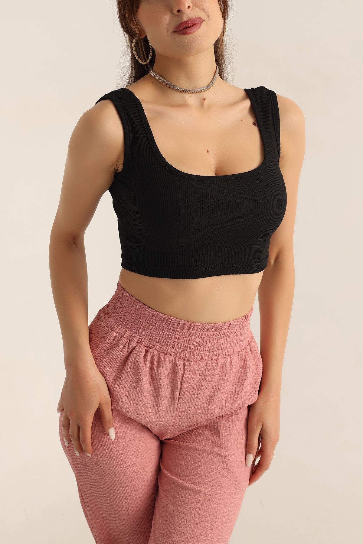 Siyah Fitilli Crop Üst 178228