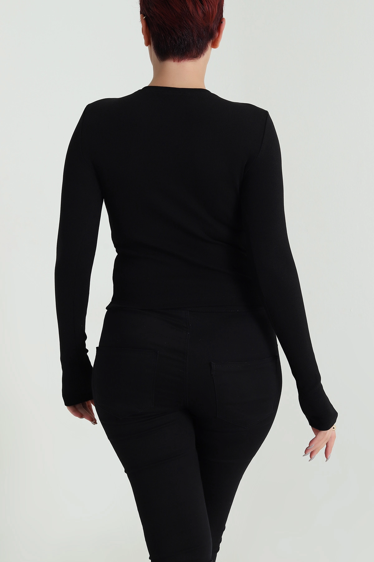 Siyah Fitilli Kadın Body Bluz 483082