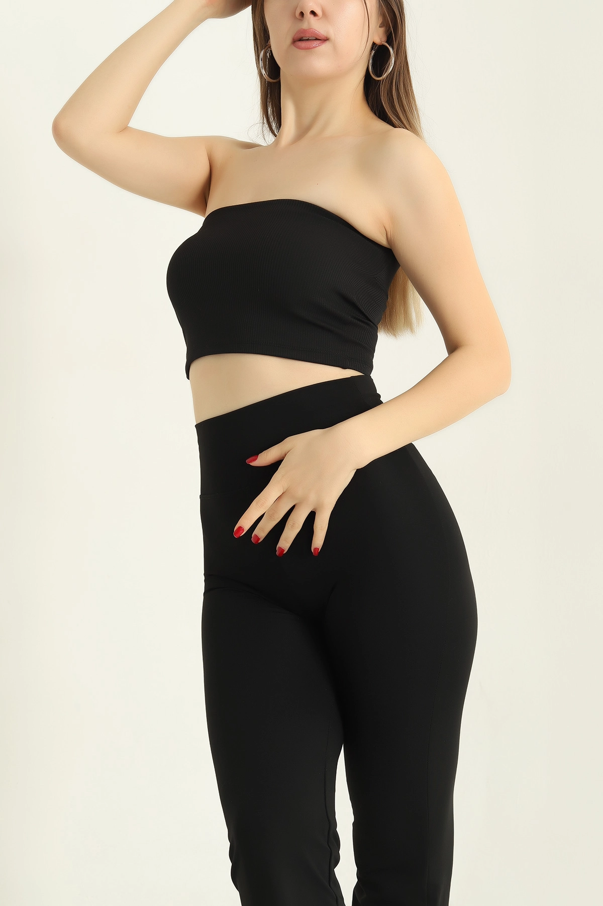 Siyah Fitilli Kaplı Straplez Büstiyer 325743