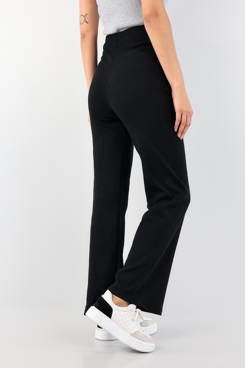 Siyah Fitilli Likralı Bayan Pantolon 90383