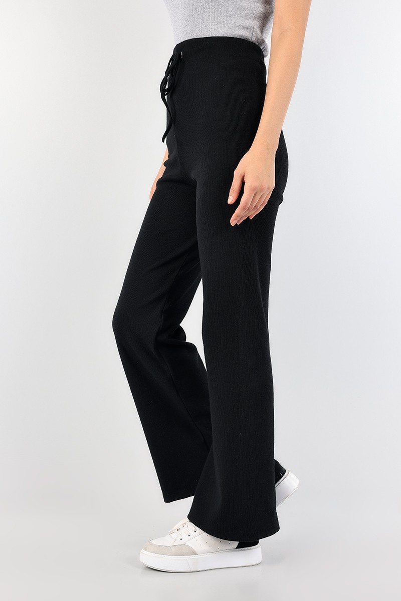 Siyah Fitilli Likralı Bayan Pantolon 90383