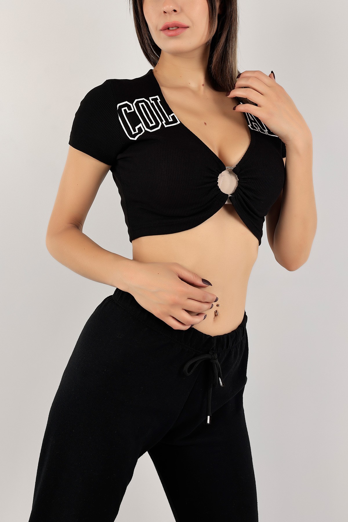 Siyah Fitilli Likralı Bluz 123528