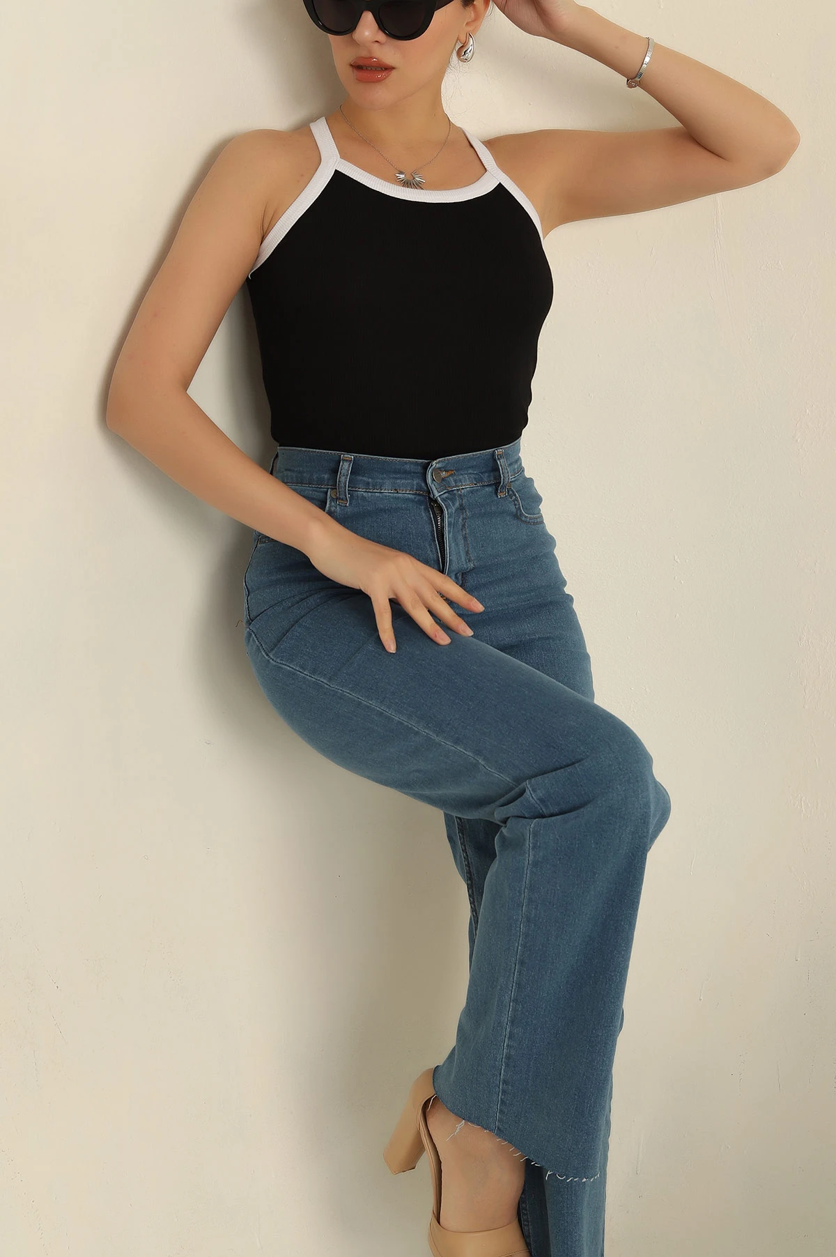 Siyah Fitilli Likralı Bluz 269946