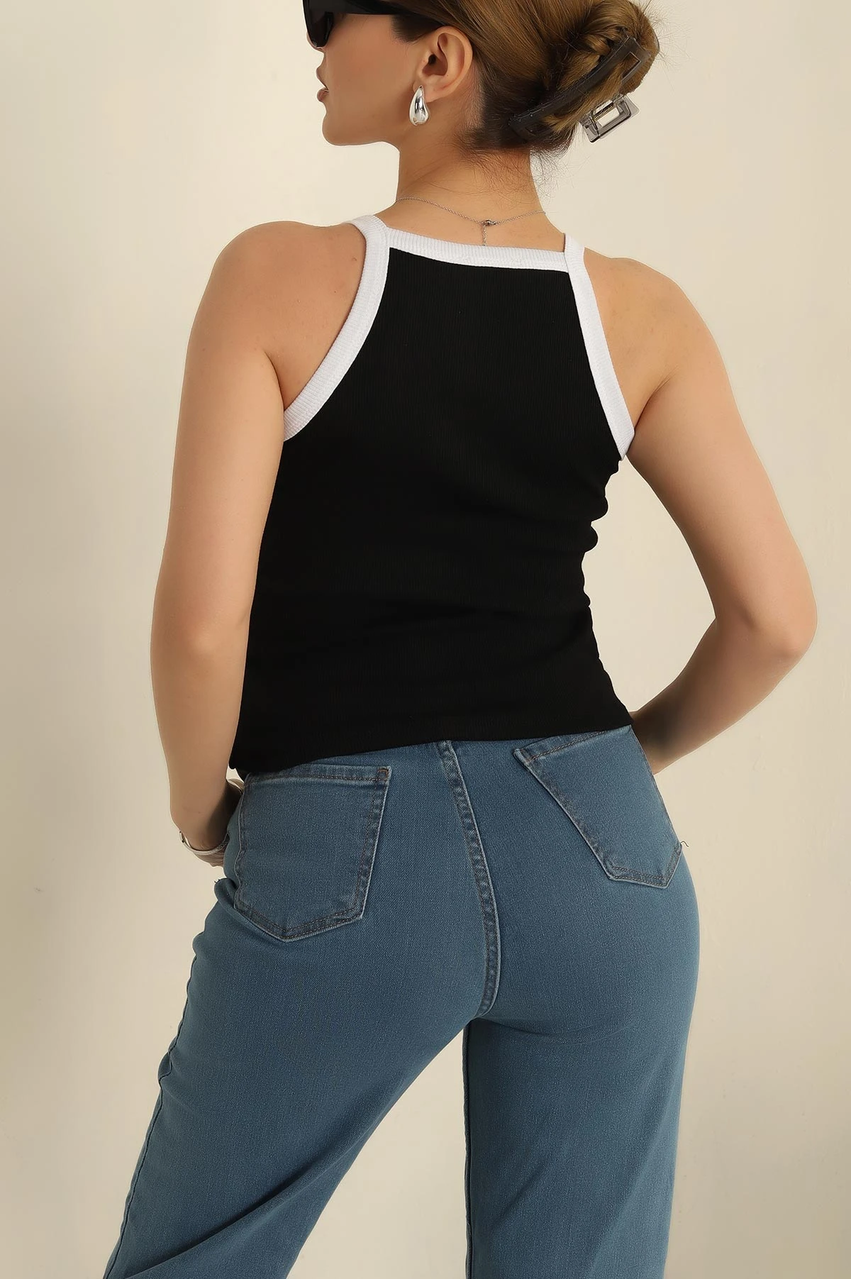 Siyah Fitilli Likralı Bluz 269946