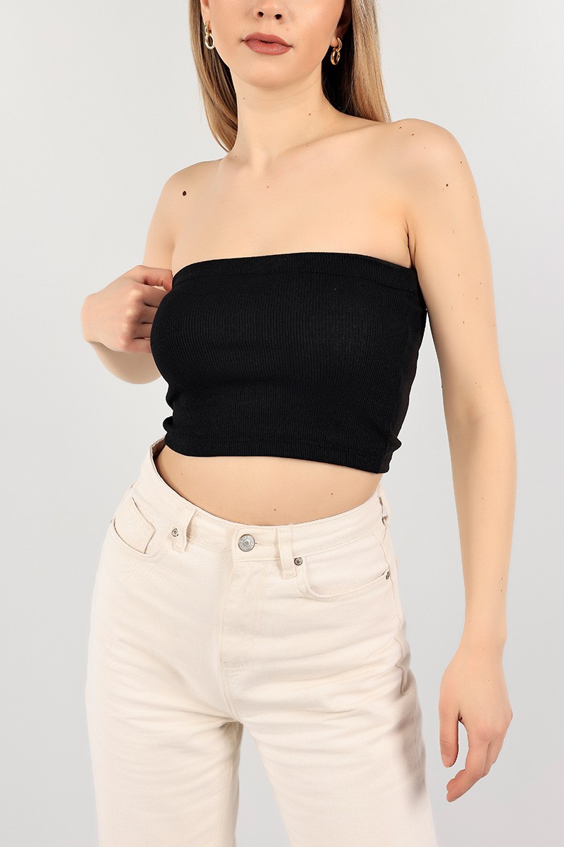 Siyah Fitilli Likralı Straplez 107581