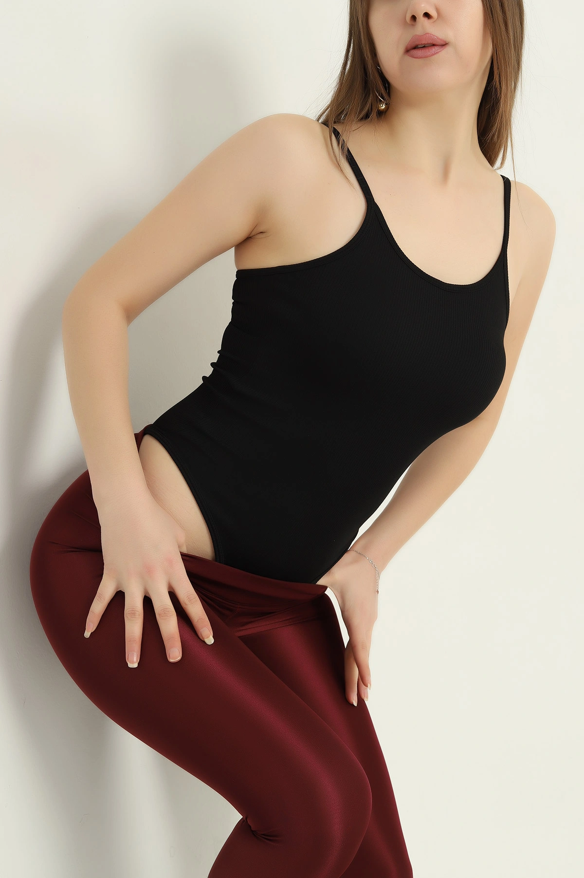 Siyah Fitilli Pedli İp Askılı Zıbın Bluz 337092