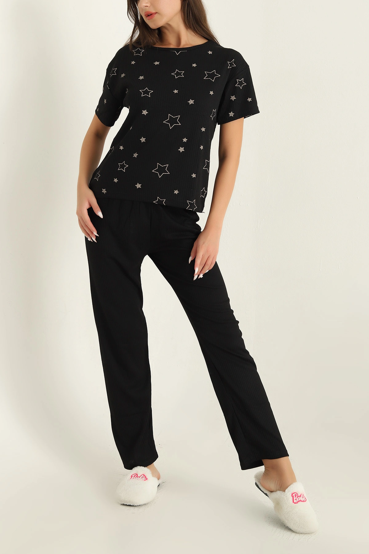 Siyah Fitilli Viskon Bayan Pijama Takımı 288974