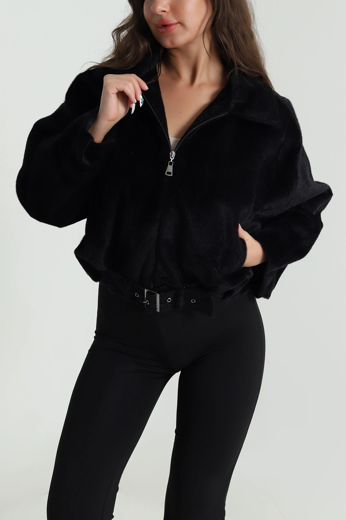 Siyah Fox Bomber Kadın Mont 483982