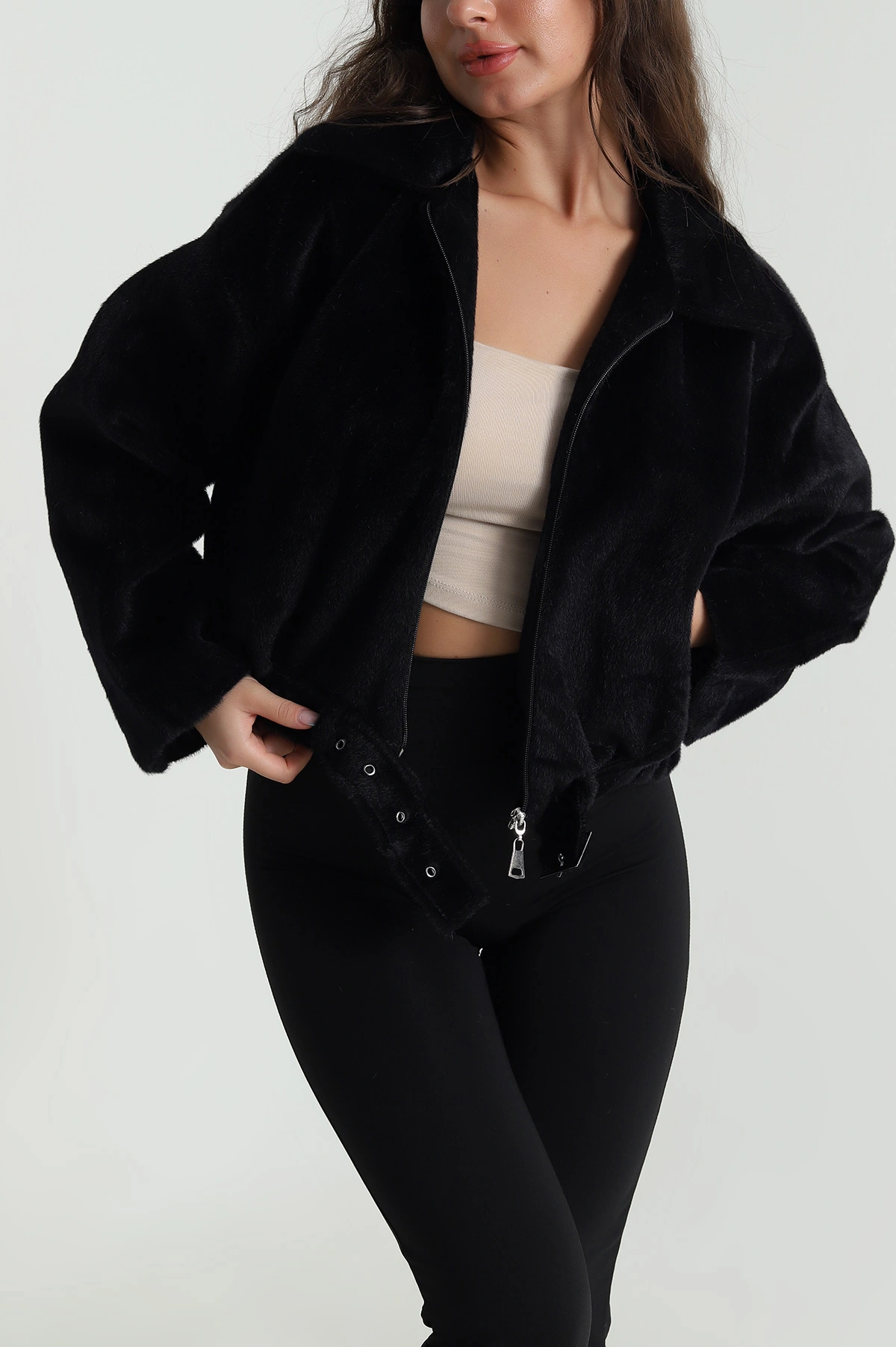 Siyah Fox Bomber Kadın Mont 483982