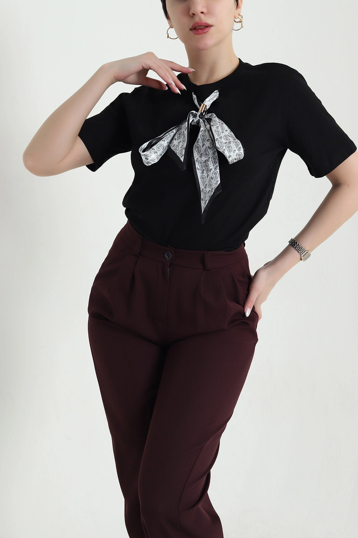 Siyah Fularlı Kadın Süprem Bluz 443496