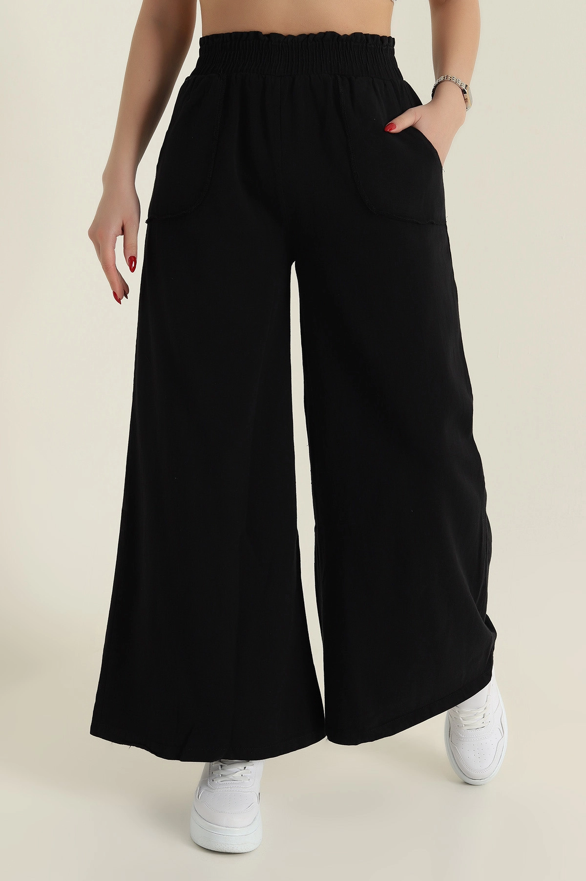 Siyah Gabardin İspanyol Paça Kadın Pantolon 426637