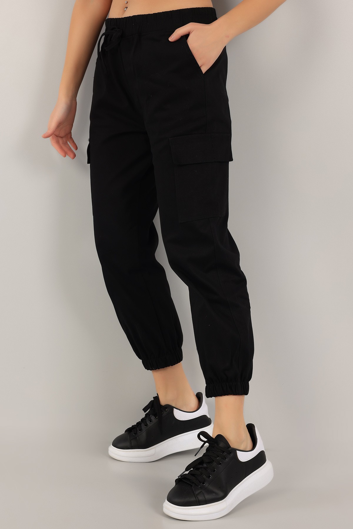 Siyah Gabardin Jogger Bayan Pantolon 158552