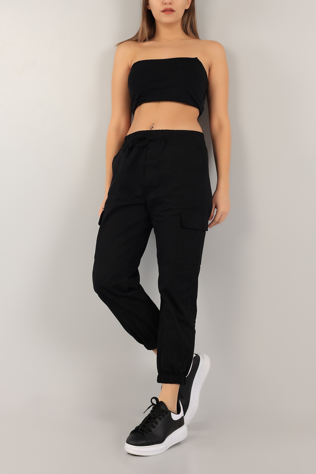 Siyah Gabardin Jogger Bayan Pantolon 158552