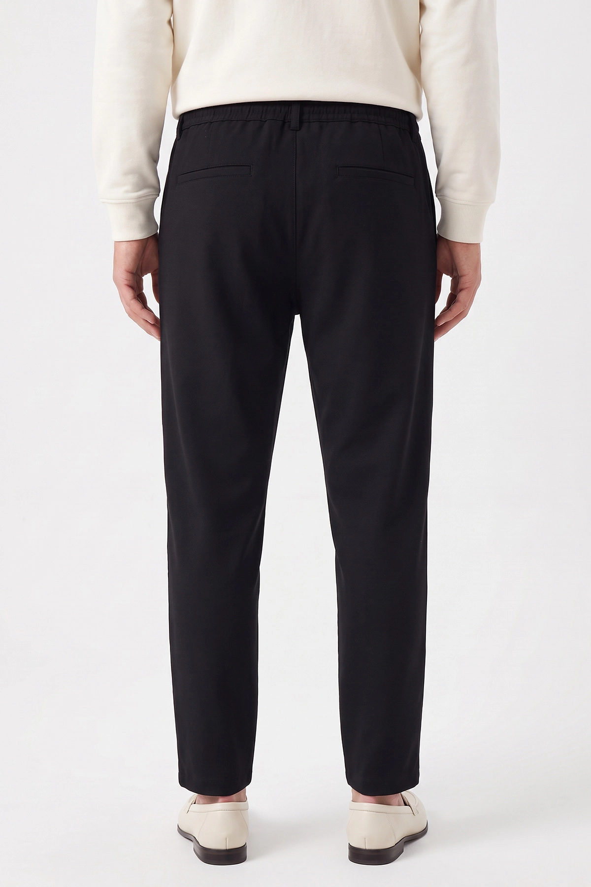 Siyah Gabardin Kumaş Bağlamalı Erkek Pantolon 491668