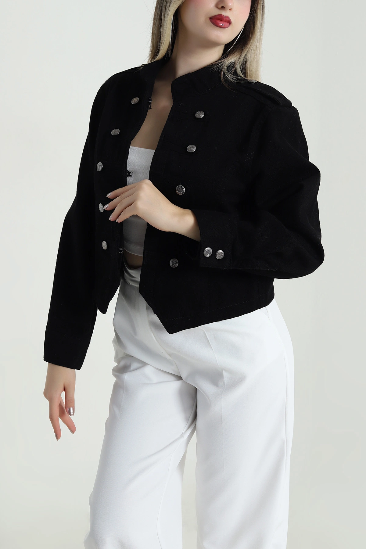 Siyah Gabardin Kumaş Kadın Ceket 488792