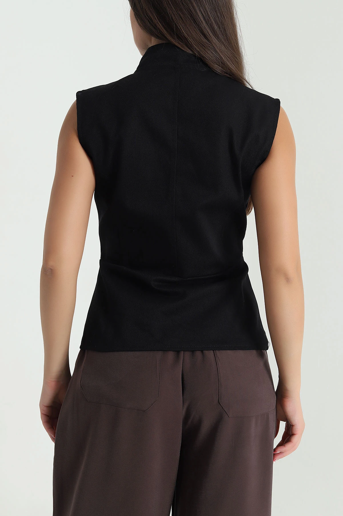 Siyah Gabardin Premium Kadın Yelek 476963