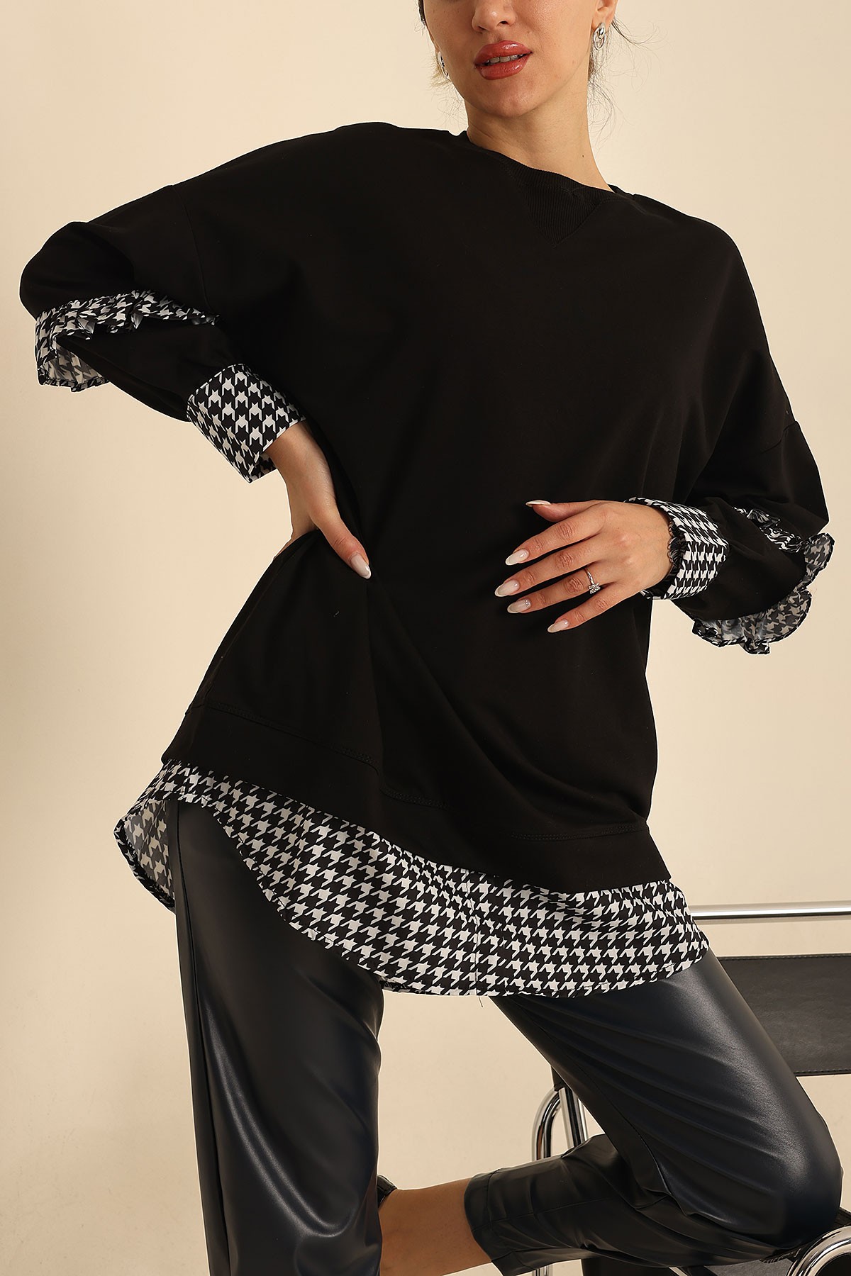 Siyah Garnili İki İp Tunik 218692