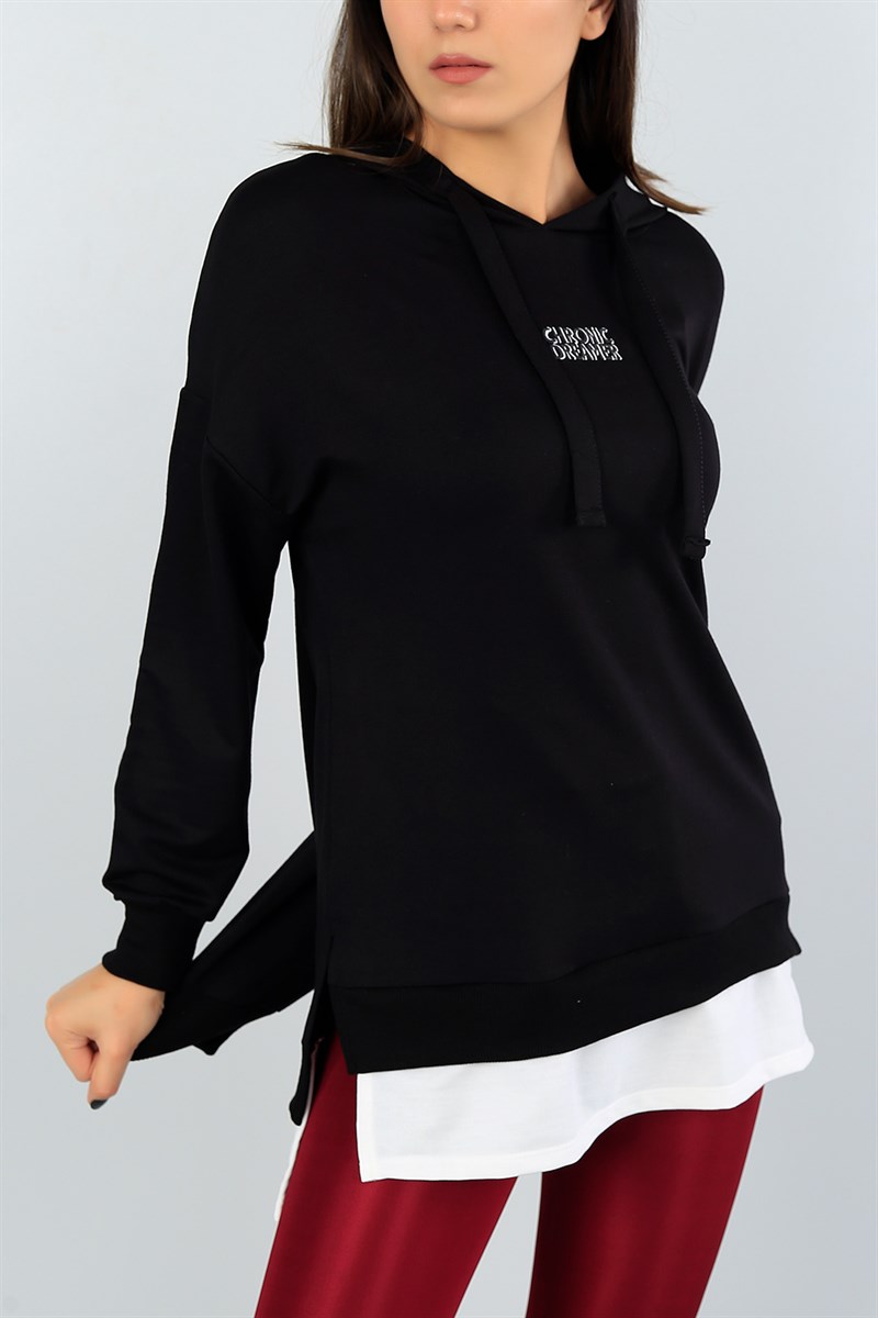 Siyah Garnili Likralı Bayan Sweat 41445