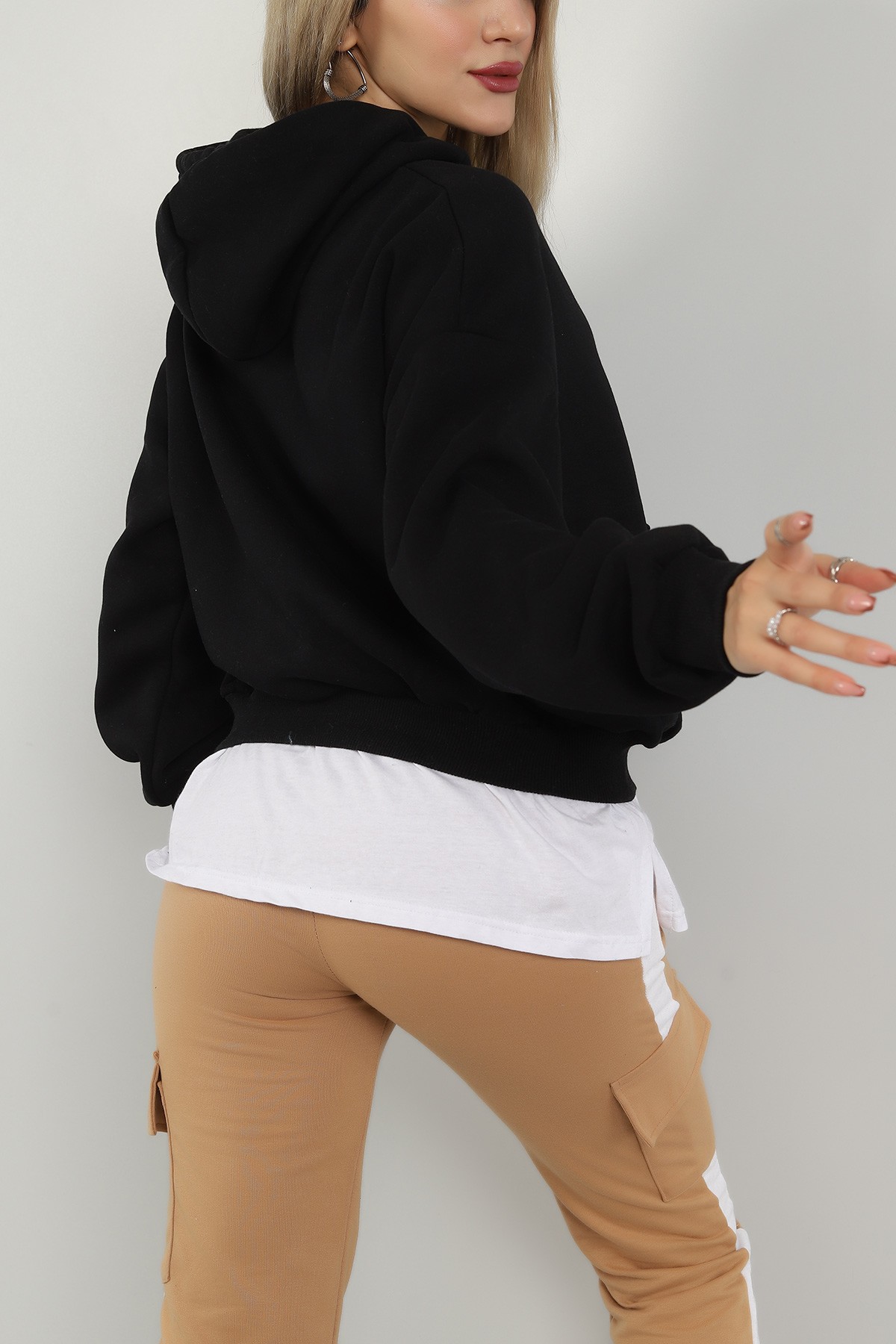 Siyah Garnilli İçi Şardonlu Bayan Sweat 146347