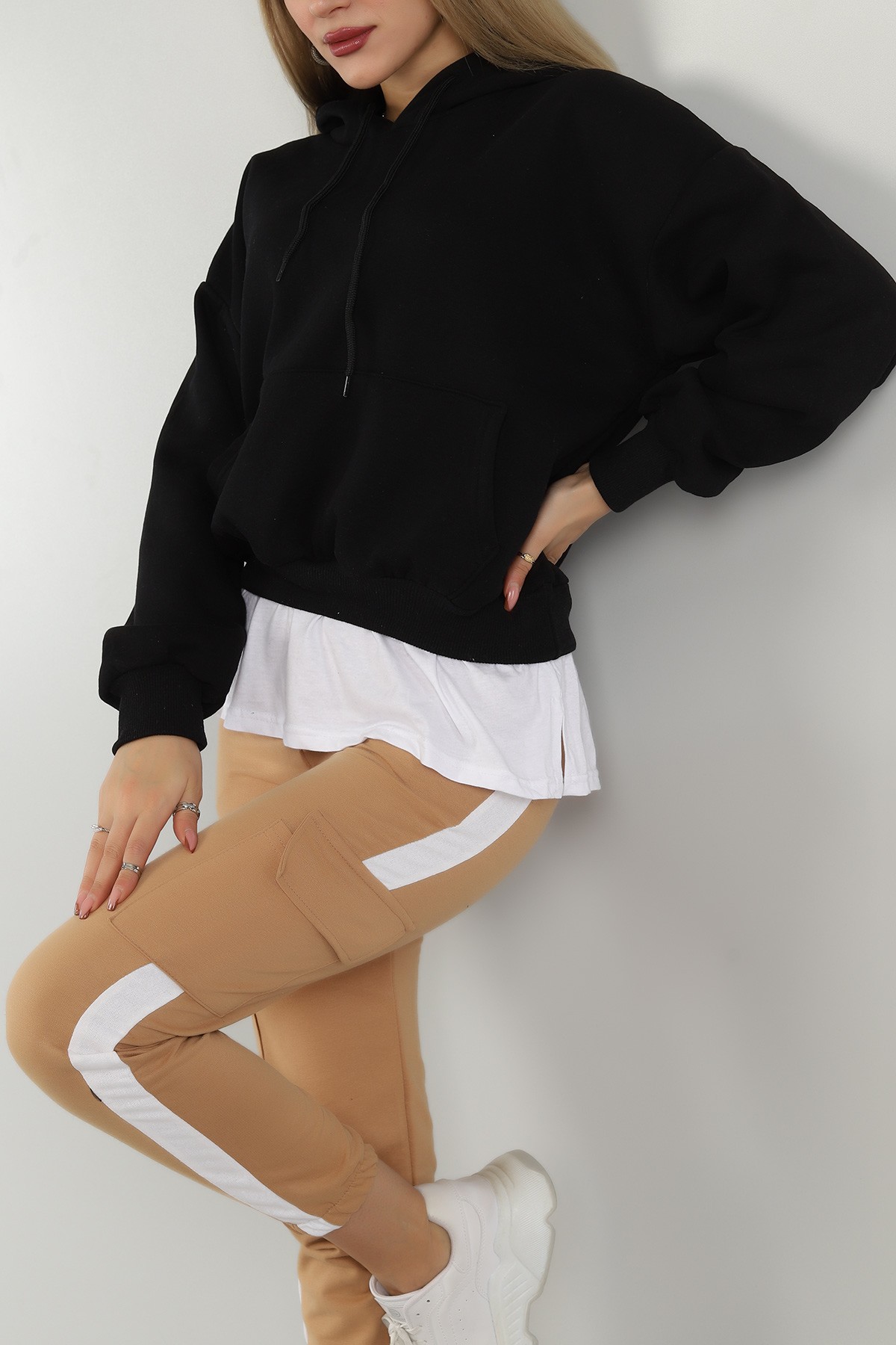 Siyah Garnilli İçi Şardonlu Bayan Sweat 146347