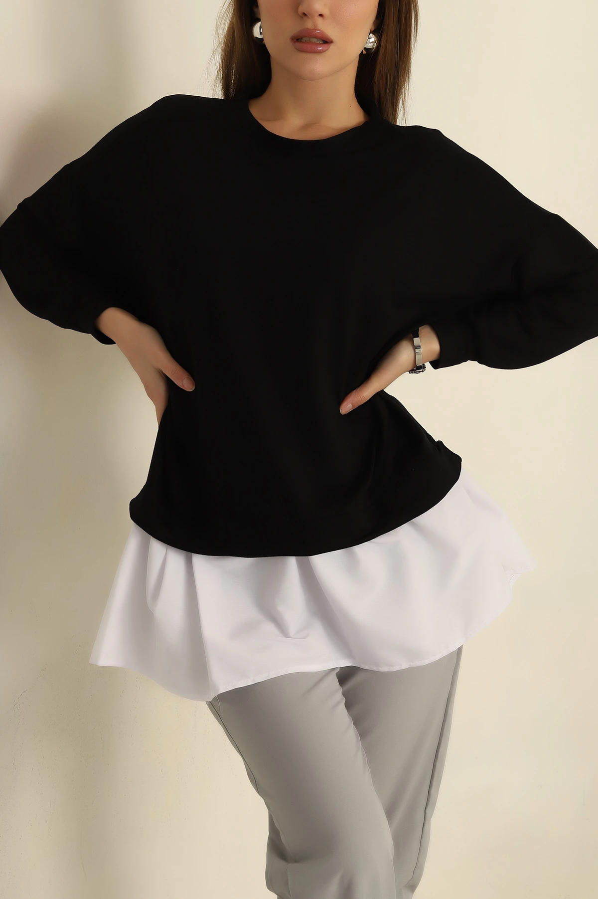 , Siyah Garnilli Oysho Kumaş Tunik 261720