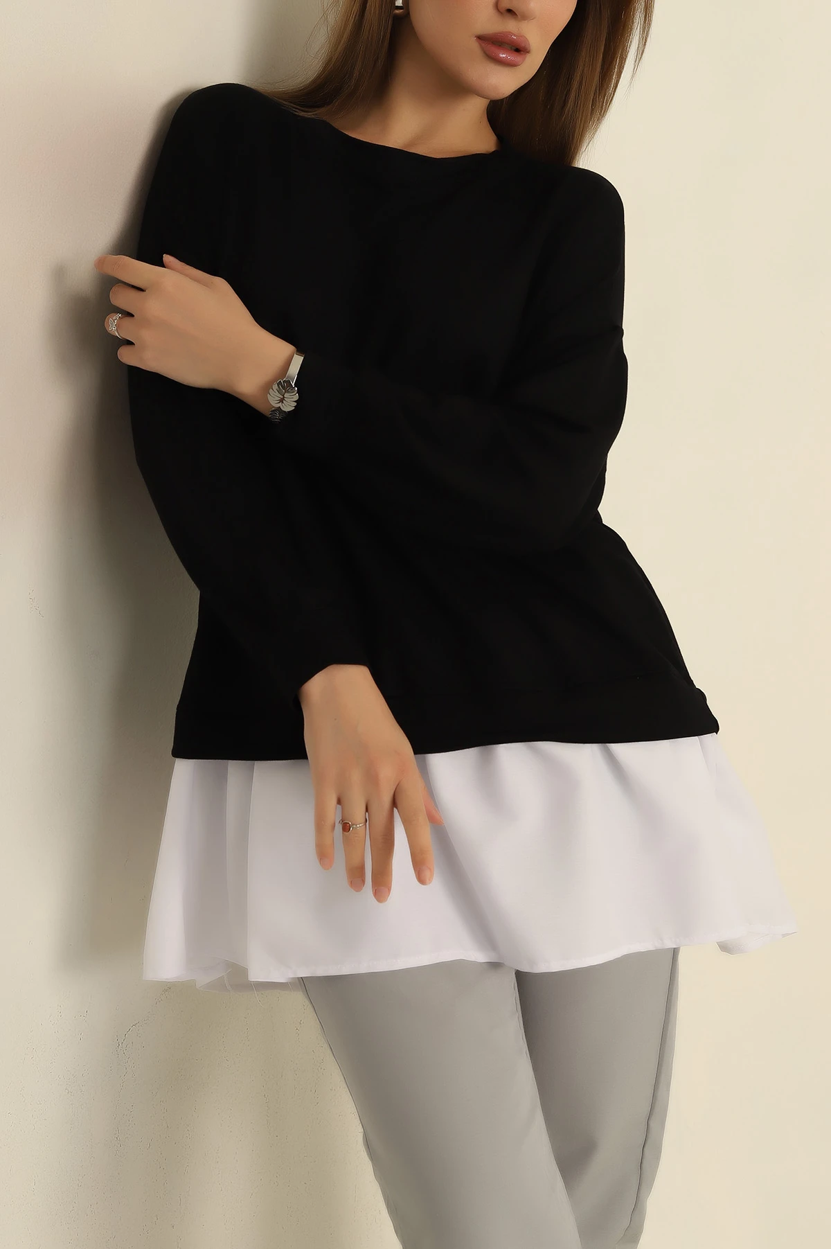 , Siyah Garnilli Oysho Kumaş Tunik 261720