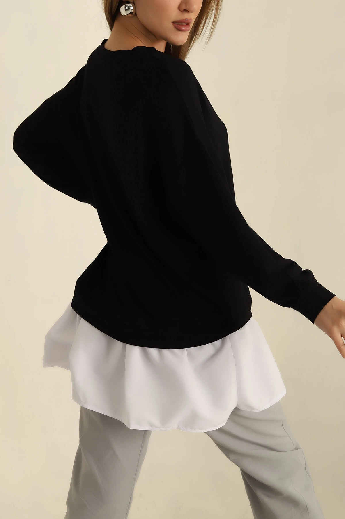 , Siyah Garnilli Oysho Kumaş Tunik 261720