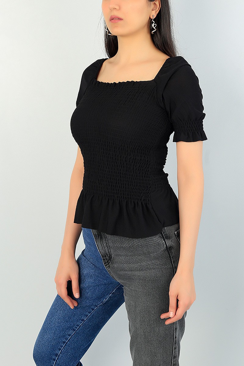 Siyah Gipeli Tasarım Bluz 67079