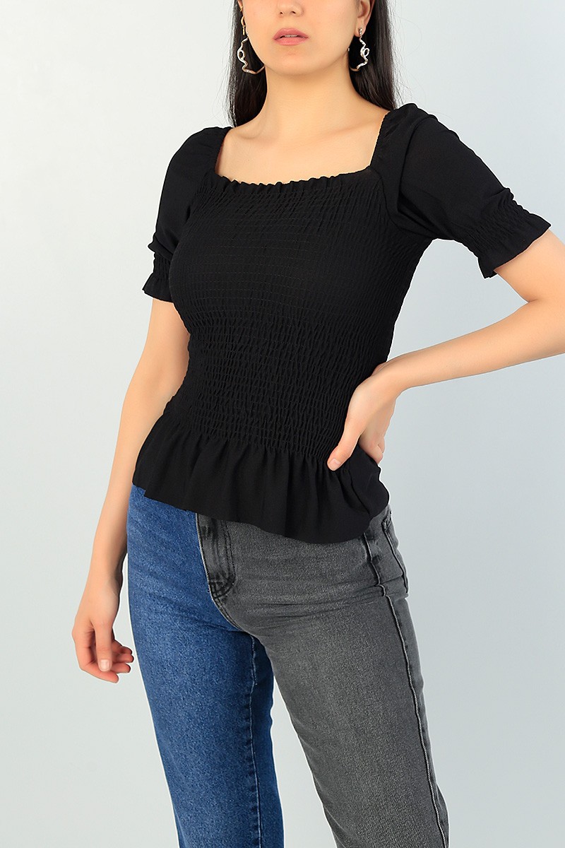 Siyah Gipeli Tasarım Bluz 67079