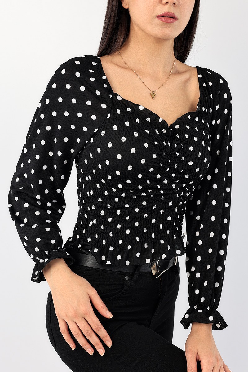 Siyah Gipeli Tasarım Bluz 90275
