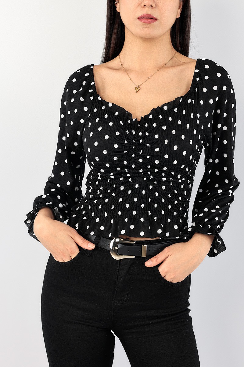 Siyah Gipeli Tasarım Bluz 90275