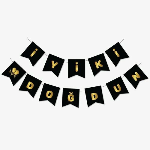 Siyah Gold İyi Ki Doğdun Yaldızlı Banner 303348