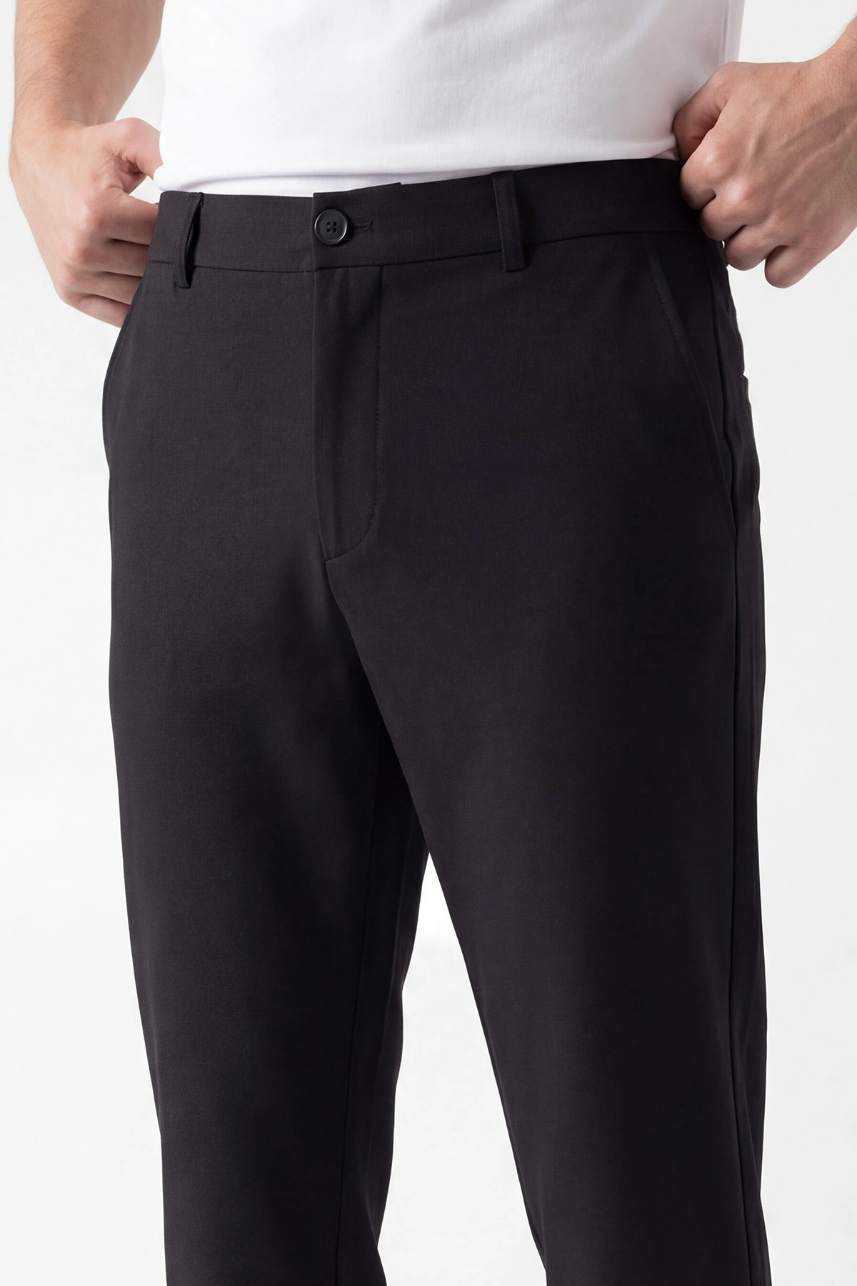 Siyah Havuç Kesim Paraşüt Kumaş Erkek Pantolon 449963